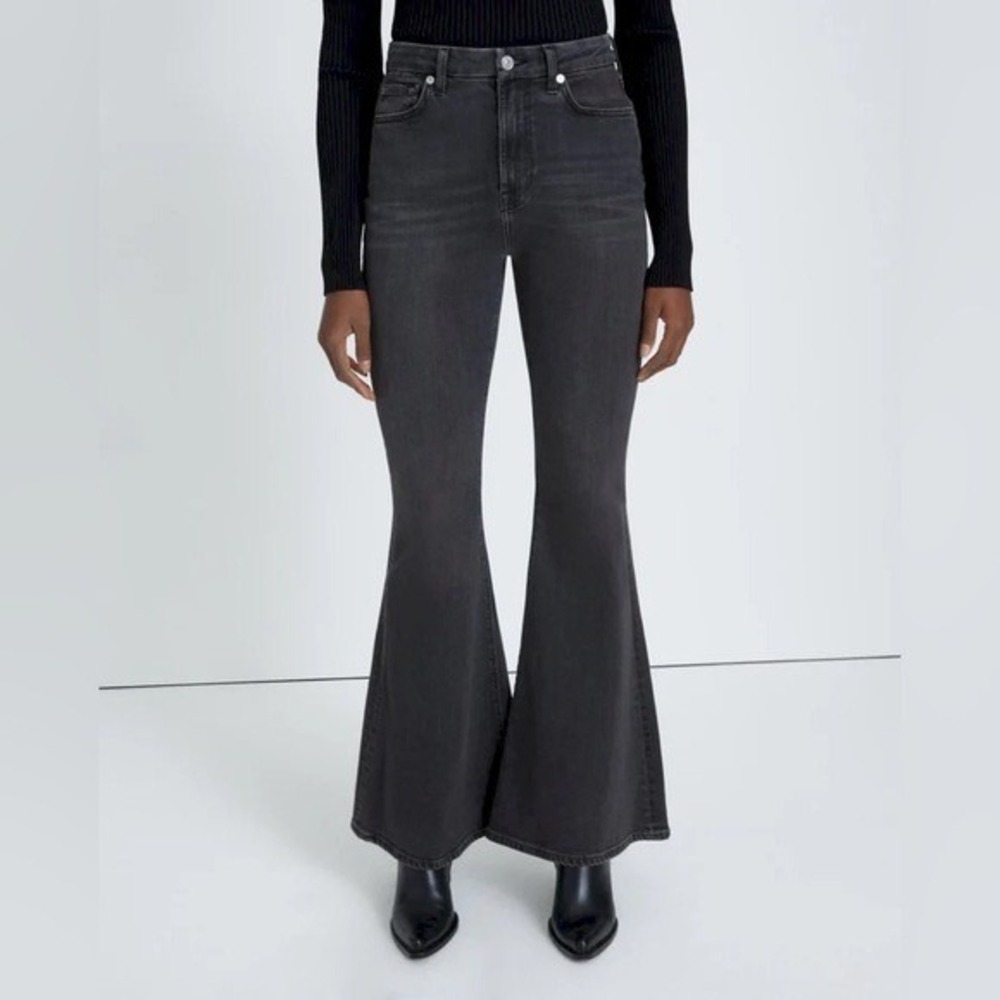 7 For All Mankind MEGAFLARE Jeans Black High Rise Size 27‎ NWOT